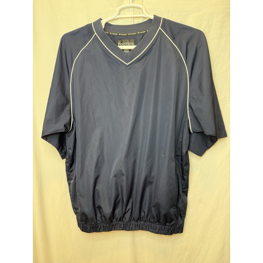 FJ Footjoy‎ Men's V Neck Golf Jacket ShortSleeves Size L Navy Blue Windbreaker